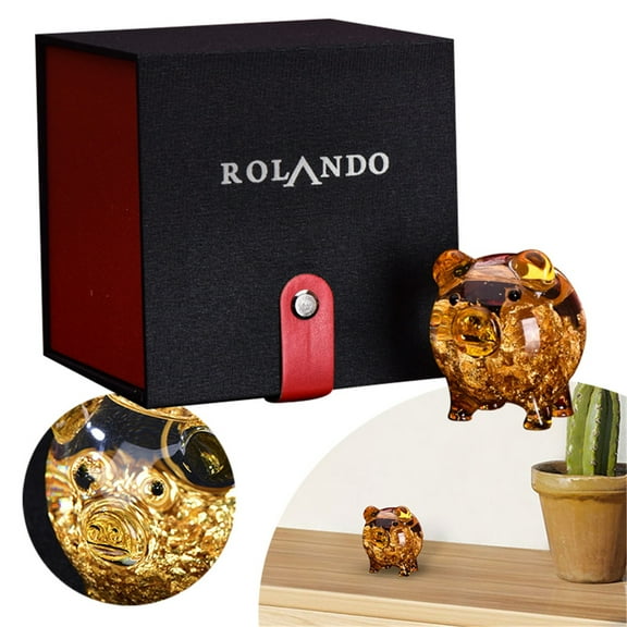 Golden Pig Figurine with Gold Foil - Wealth & Luck Symbol, Premium Gift Box for Home Decor, Housewarming & Holiday Presents