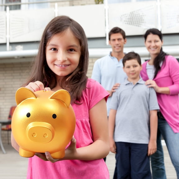 Golden Piggy Bank Cute Pig Savings Storage Money Box Pot of Dreams Savings Fund Coin and Cash Gift for Kids Adults Boys Girls Coin Saving Box (Large, 5.12 x 4.72 x 5.52 in)