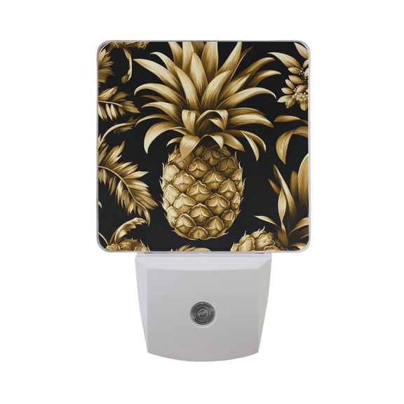 Golden Pineapple Leaves LED Night Light with Smart Sensor Plug Into Wall Dusk to Dawn 2 packs