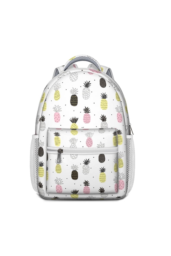 Golden Pineapple Pattern Backpack - Tropical Fruit Design Waterproof Bookbag with Organized Storage & Lightweight Comfort