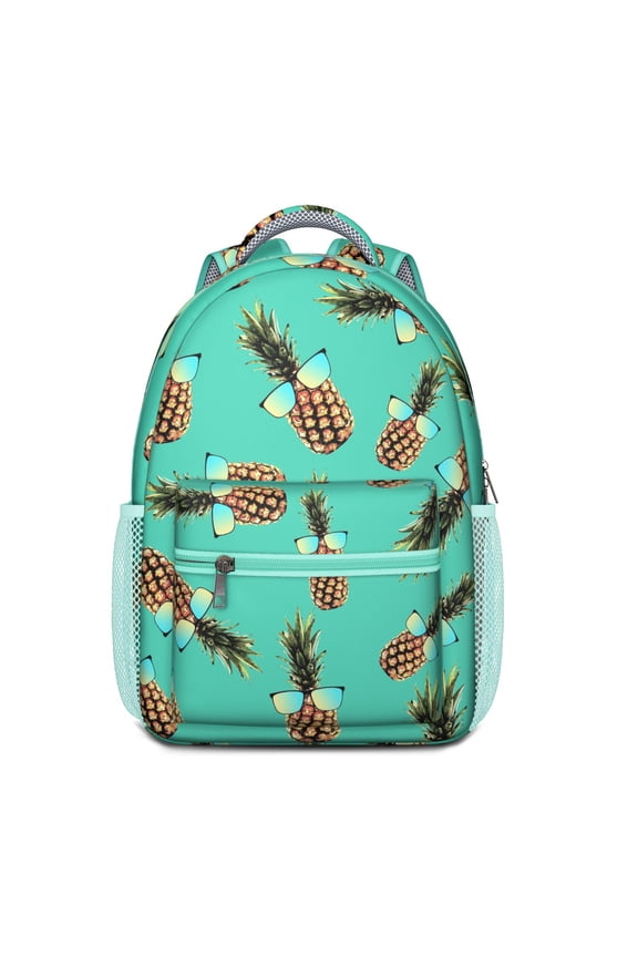 Golden Pineapple Pattern Backpack - Tropical Fruit Design Waterproof Bookbag with Organized Storage & Lightweight Comfort