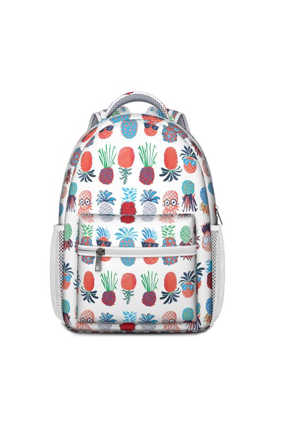 Golden Pineapple Pattern Backpack - Tropical Fruit Design Waterproof Bookbag with Organized Storage & Lightweight Comfort