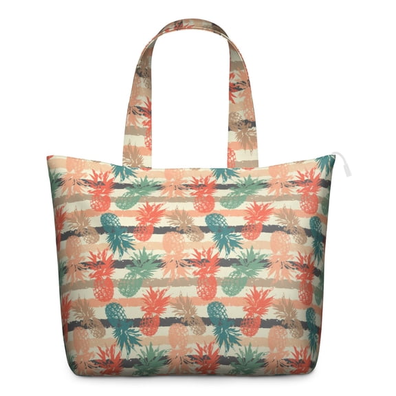 Golden Pineapple Pattern Carry-On Bag - Lightweight & Spacious Weekender Tote with Reinforced Handles for Travel