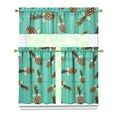 thumbnail image 1 of Golden Pineapple Pattern Kitchen Curtains Tier and Valance Set, Hawaiian Tropical Fruit Print Drapes, Sunshine Summer Aesthetic Curtains for Kitchen or Breakfast Nook, 1 of 5