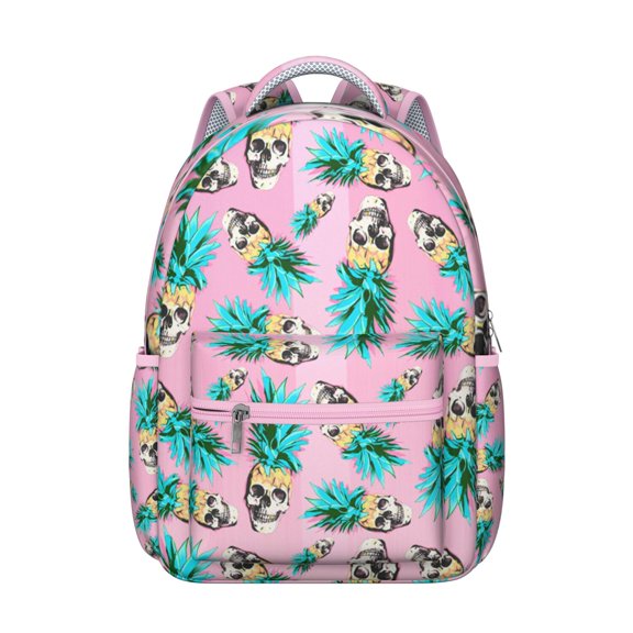 Golden Pineapple Print Waterproof Backpack - Spacious & Organized Student Bag with Padded Back Support