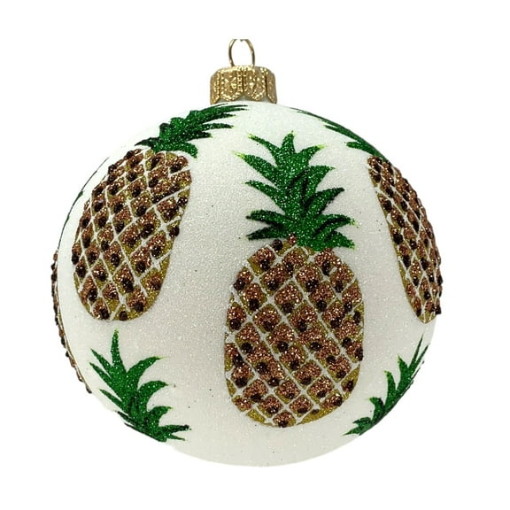 Golden Pineapples Ball Polish Glass Christmas Ornament