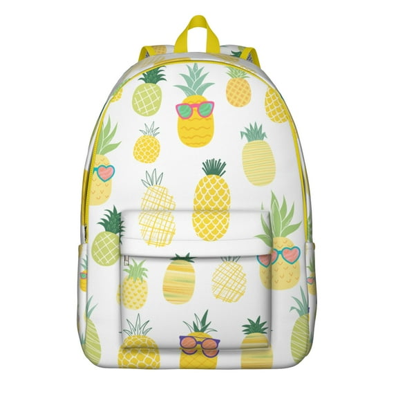 Golden Pineapples Travel Backpack, Exotic Summer Print with Sunshine Flowers Pattern, Anti-theft Features for Daily Commuting and Outdoor Activities