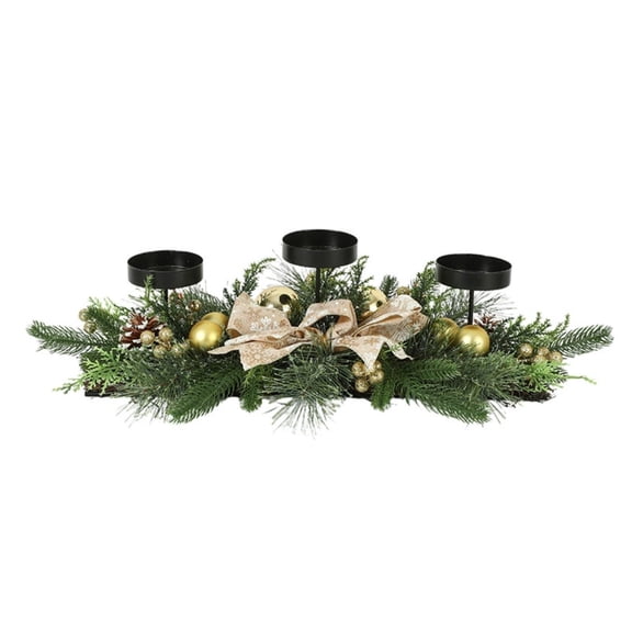 Golden Pinecone Three Legged Metal Candle Holder for Wedding Party Dining Table Mantel Centerpiece Festive Home Decoration Accent