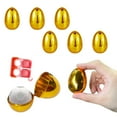 thumbnail image 1 of Golden Plastic Easter Eggs - Fillable Surprise Eggs for Easter Games, 12-Pack, 6x4.3cm, Toddler Toy Basket Stuffers, Treats, and Festive Decorations, 1 of 6
