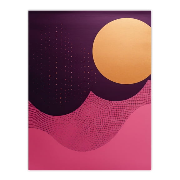Golden Plum Abstract Purple Pink Sun Large Wall Art Poster Print Thick Paper 18X24 Inch
