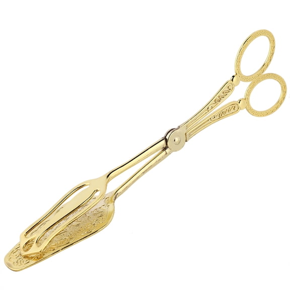 Golden Pointed Bread Tongs - Zinc Alloy Vintage Serving Clamps for Buffet & BBQ