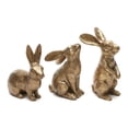 thumbnail image 1 of Golden Polyresin Bunny Decor Rabbit Figurines, Easter Bunny Statue Set of 3 for Spring Tabletop Decor, 1 of 6