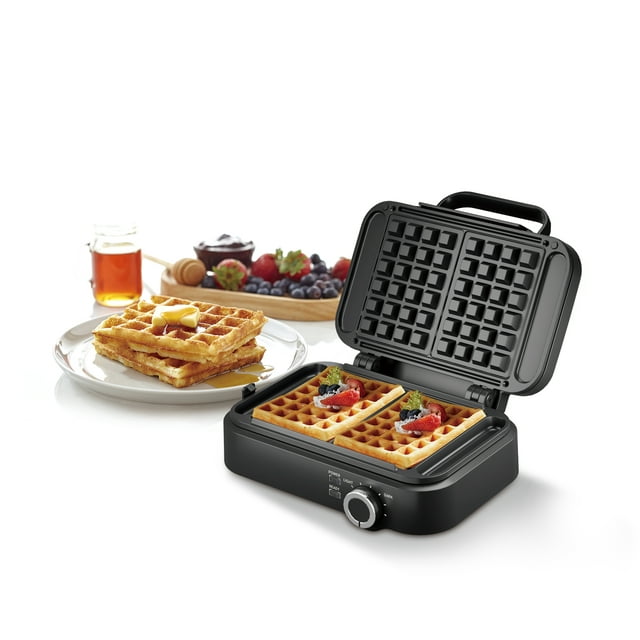 Golden Prairie Belgian Waffle Maker, 2Slice, 1200W, Nonstick
