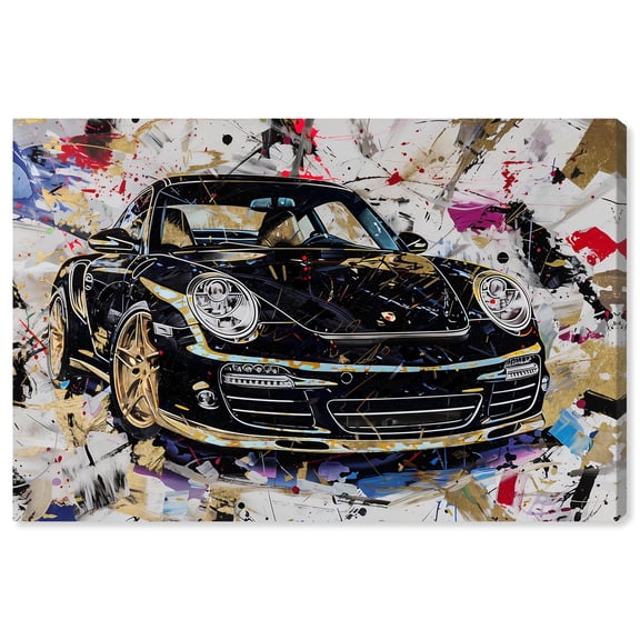 Golden Primary Luxury Car Canvas Luxe Car Art by Art Remedy, Gallery Wrapped, 24" x 16"