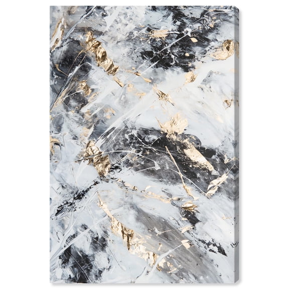 Golden Prism Canvas Black Paint Abstract by Art Remedy, Gallery Wrapped, 16" x 24"