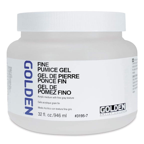 Fine Pumice Gel by GOLDEN, 32 fl. oz. Jar, Professional Acrylic Gel Medium, Transparent