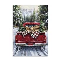 Golden Pups Christmas Truck Wall Plaque Art, design by Petal Prints Design