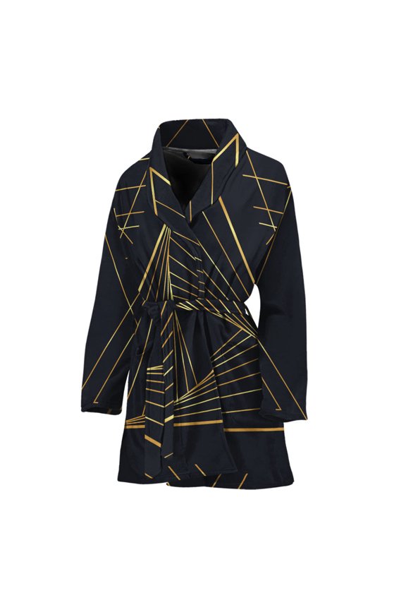 Golden Pyramid Women Bathrobe One Size Univeral Fits, Egyptian Pyramids Fashion Lightweight Plush Fleece Long Robe For Women