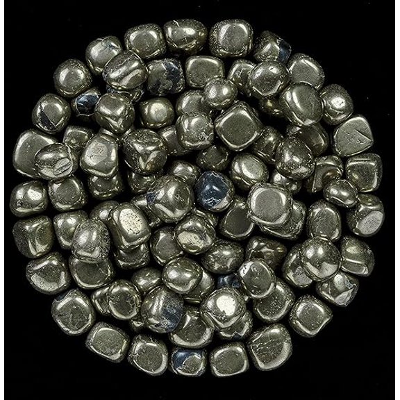 Golden Pyrite Tumbled Stones - Reiki Chakra Healing - Decorative Pebbles & Vase Fillers - Tumble Stone for Jewellery, Vastu Correction - Home Office Decor -Gift Item - 13 Pieces Set