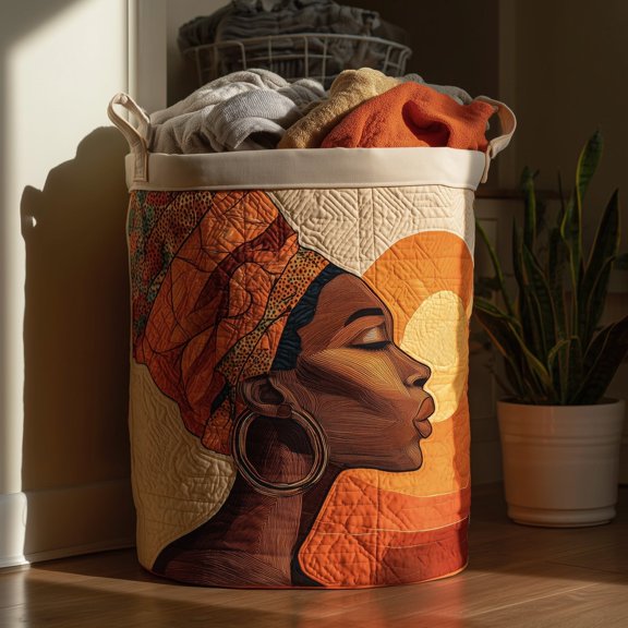 Golden Queens Quilted Laundry Basket, Fabric Storage Hamper with Handles, Clothes Bin, Personalized Home Organizer