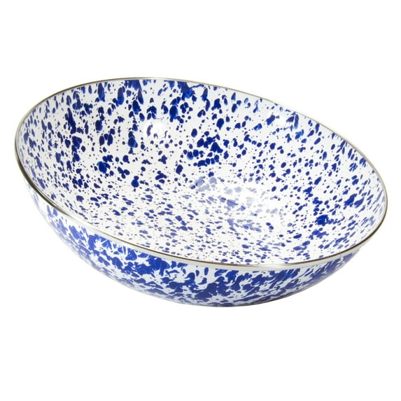 Golden Rabbit Enamelware Cobalt Swirl Pattern - 5 qt Catering Bowl - Golden Rabbit Enamelware