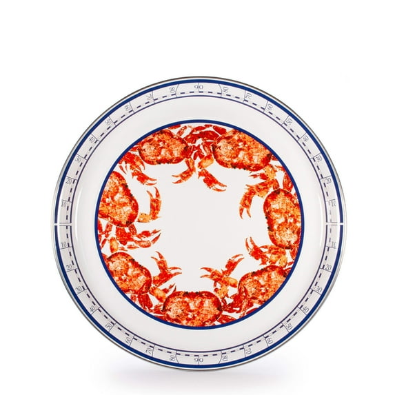 Golden Rabbit Enamelware Crab House Pattern - 15.5 inch Medium Tray - Golden Rabbit Enamelware