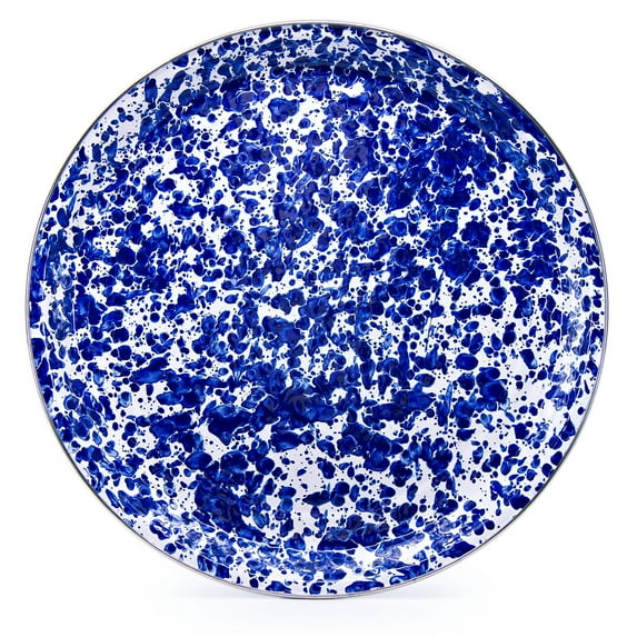 Golden Rabbit Enamelware Cobalt Swirl Pattern - 20 inch Large Tray - Golden Rabbit Enamelware
