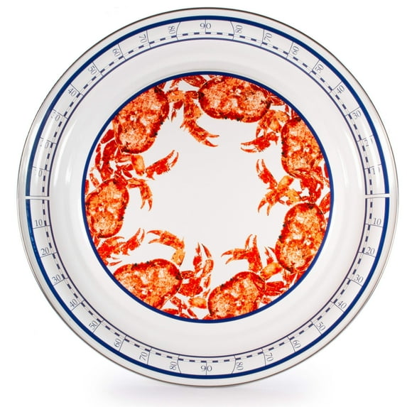 Golden Rabbit Enamelware Crab House Pattern - 20 inch Large Tray - Golden Rabbit Enamelware