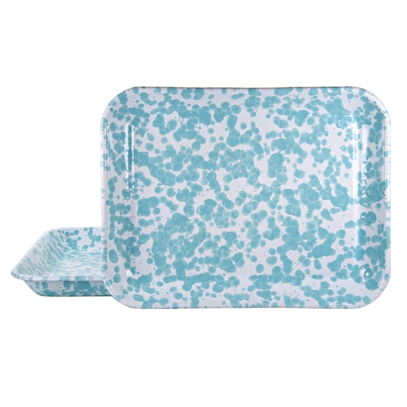 Golden Rabbit Enamelware Set of 2 Sea Glass Quarter Sheet Trays