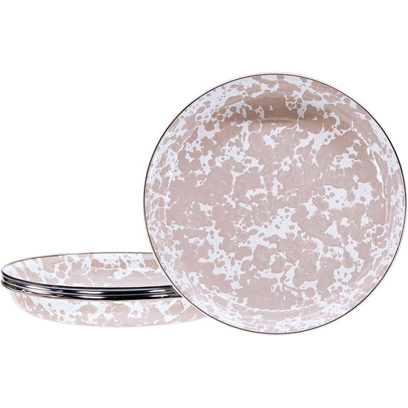 Golden Rabbit Enamelware - Set of 4-10" Pasta Plates (Taupe Swirl)