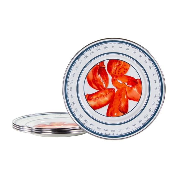 Lobster Pattern - Set of 4 - 8.5 inch Sandwich Plates - Golden Rabbit Enamelware