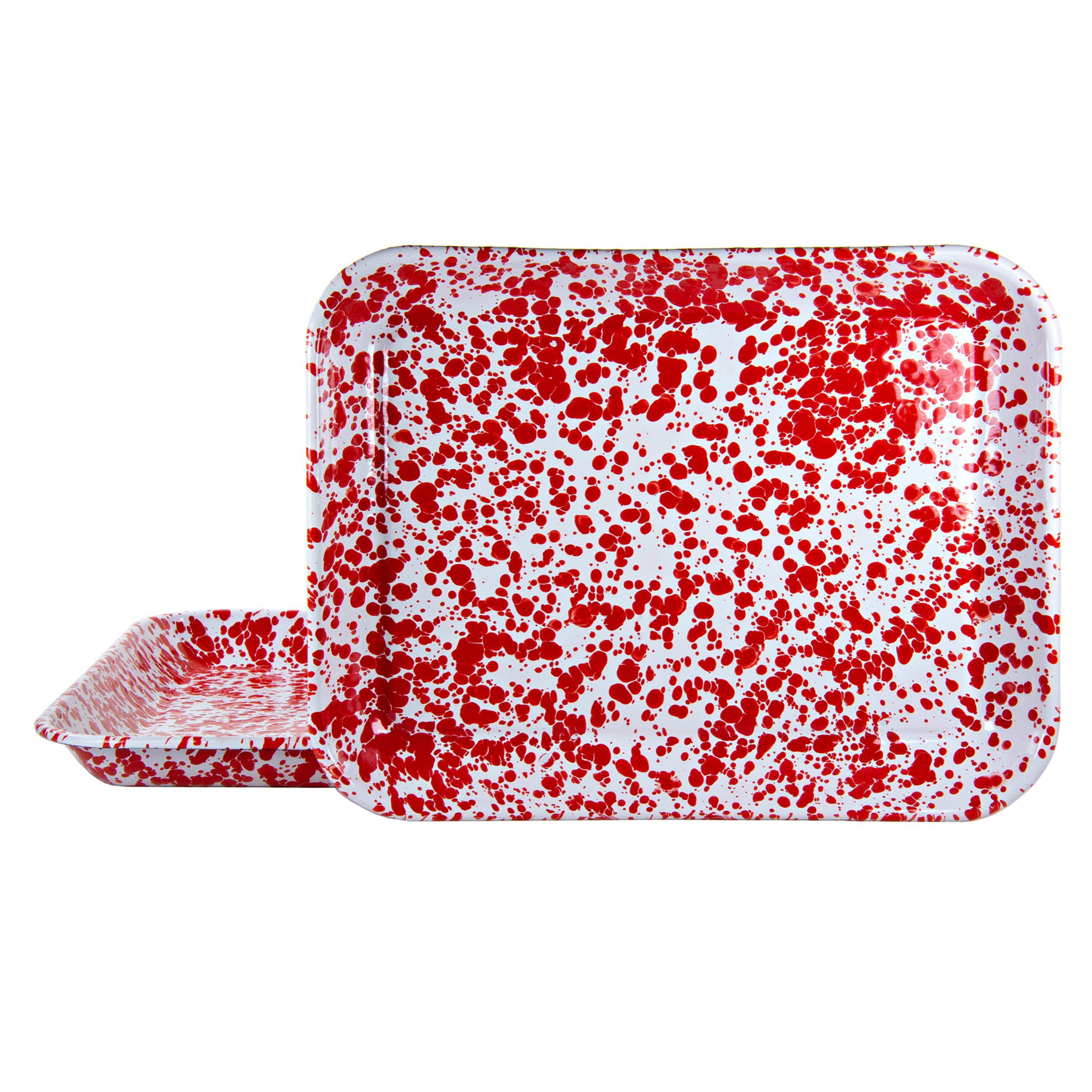 Red Swirl 10 in. x 13 in. Enamelware Square Quarter Sheet Red Swirl 10 in. x 13 in. Enamelware Square Quarter Sheet