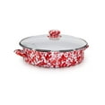 thumbnail image 1 of Red Swirl Pattern 5 qt Saute Pan Golden Rabbit Enamelware, 1 of 4