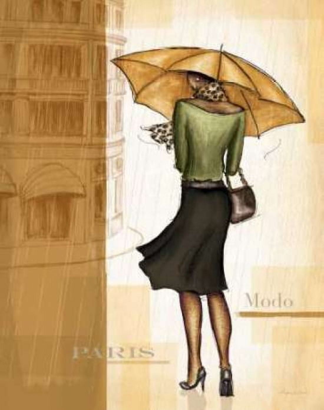 Golden Rain Paris Canvas Art - Andrea Laliberte (20 x 24)