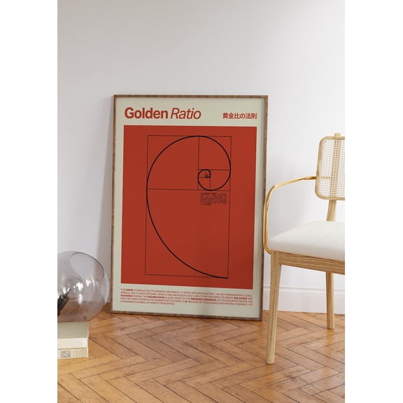 Golden Ratio Fibonacci Wall Art Print, Unframed Paper Poster 8x10in