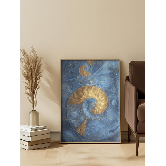 Golden Ratio Nautilus Shell Art Print Sacred Geometry Poster