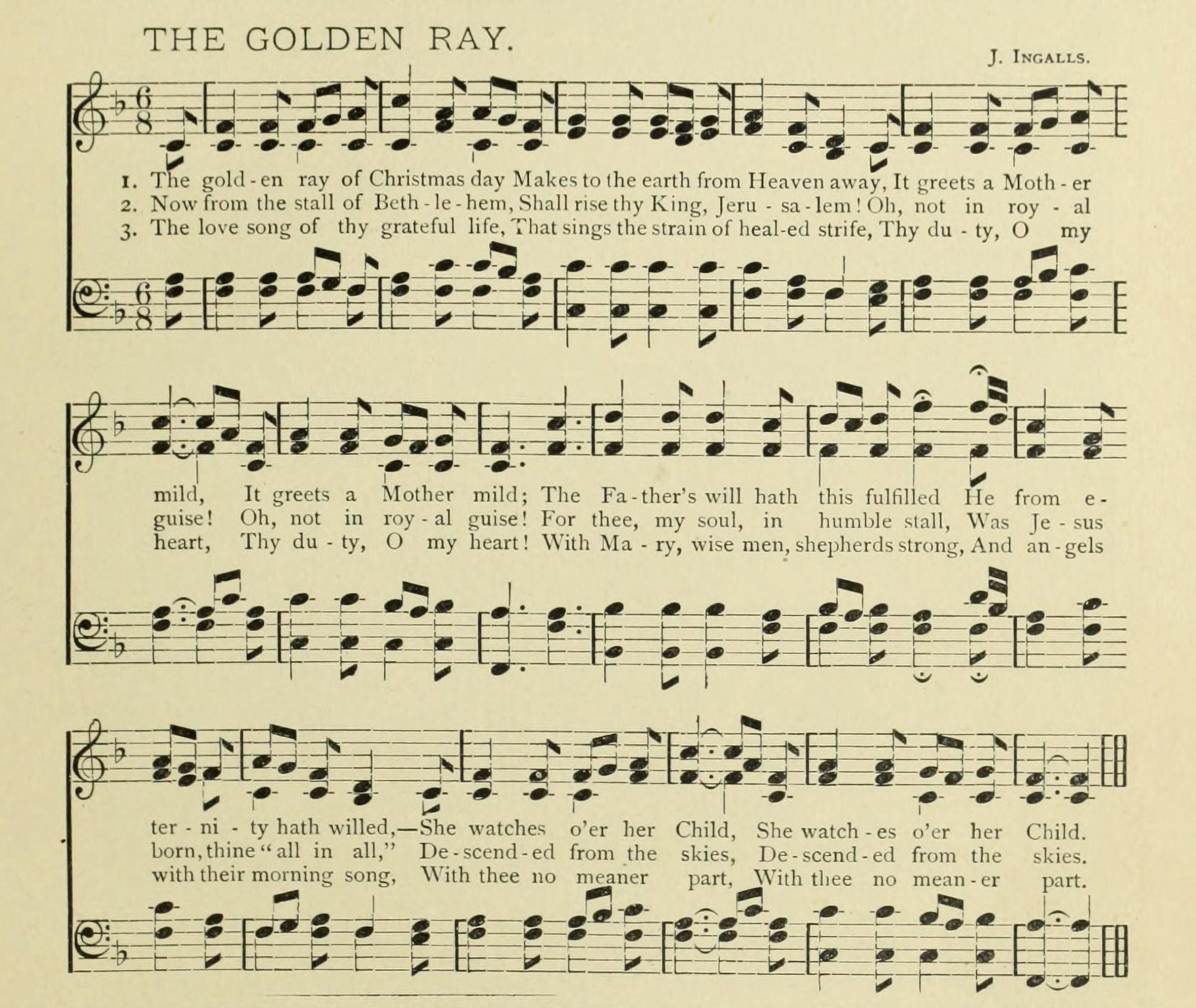 Golden Ray Christmas in Song 1891 Canvas Art - Golden Ray (24 x 36)