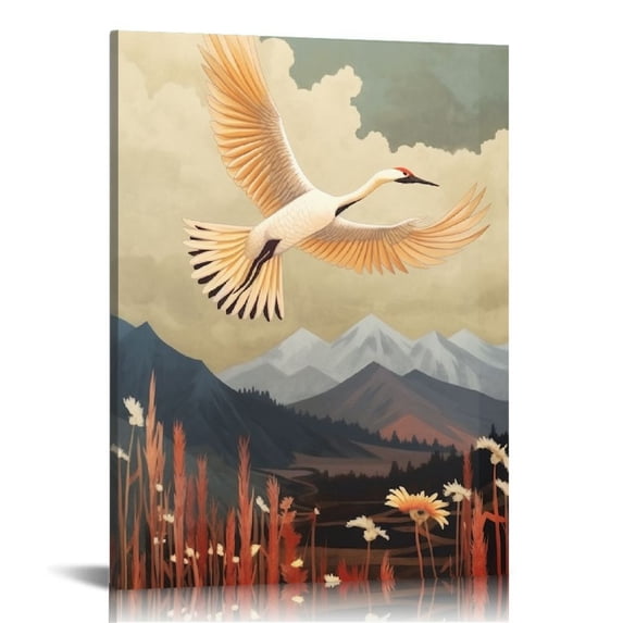 Golden Red-Crowned Crane Animal Poster and Wall Art Picture Print Modern Home Bedroom Decor Poster with Or Without Frame