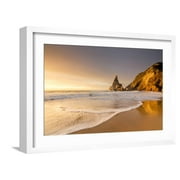 Golden Reflections of the Cliffs on Praia Da Ursa Beach Bathed by Ocean at Sunset, Cabo Da Roca Framed Photographic Print by Roberto Moiola, 18" x 12", Sold by Art.com