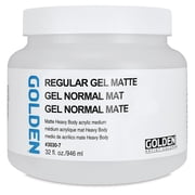 GOLDEN Regular Gel Matte, 32 fl. oz. Jar, Professional Acrylic Gel Medium, Semi-Transparent