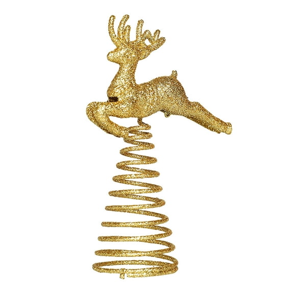 Golden Reindeer Christmas Tree Topper, Lightweight Deer Ornament with Glittering Antlers, Easy to Install Treetop Decoration for Holiday Xmas Trees, Festive Home Decor