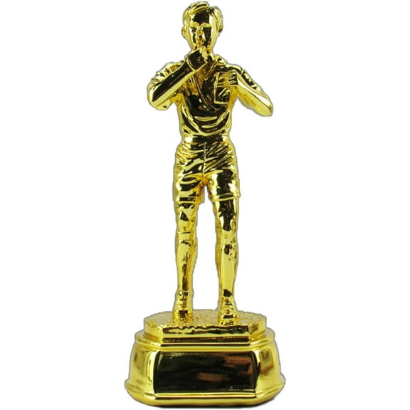 Golden Resin Football Referee Themed Trophy, Judge Whistle Action Style, Custom Stand for Soccer Match Champion Fans Gift,Gold