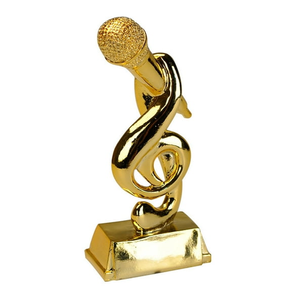 Golden Resin Melody Speaker Trophy, Singing Champion Award, Desk Decor for Audio Enthusiasts, Musicians, and DJs