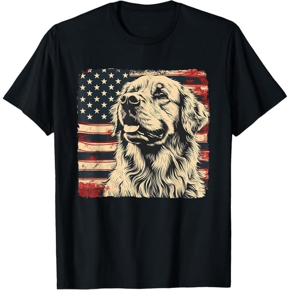 Golden Retriever American Flag 4Th Of July Vintage T-Shirt All Size S-5Xl