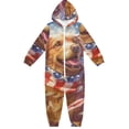 thumbnail image 1 of Golden Retriever American Flag One Piece Pajamas Soft Jumpsuit Cozy Sleep and Play Romper Zipper and Pockets 5-6T, 1 of 8