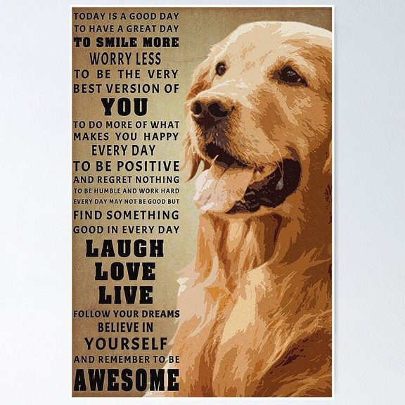 Golden Retriever Awesome Meaning Dog Quotes Poster- Unframed Poster | Wall Art | Perfect For Home Decor & Gifts, 8x12