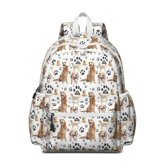 Golden Retriever Backpack for School,Cute School Bag,Schoolbag with Adjustable Shoulder Straps & Padded Back,13.4"x11"x4.7"