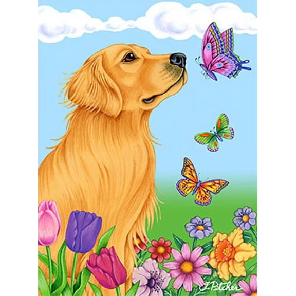 Golden Retriever - Best of Breed Butterfly Garden Flag