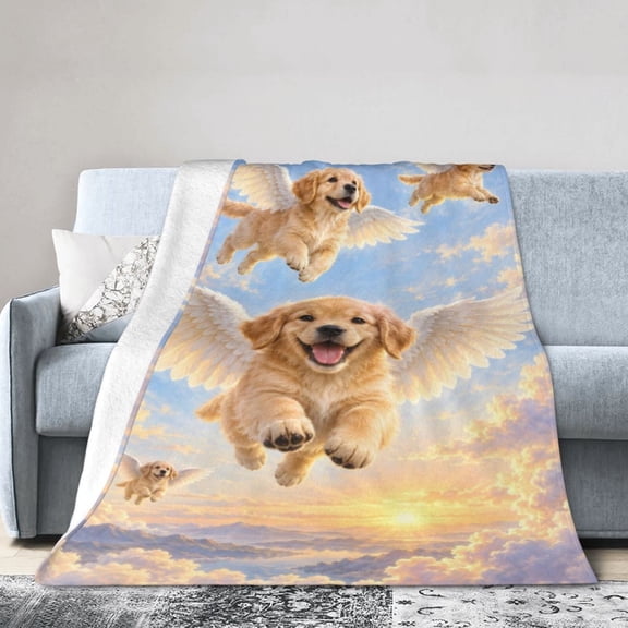 Golden Retriever Blanket Angel Wing Cloud Soft Cozy Fleece Blanket Gift for Women Adults 50x40