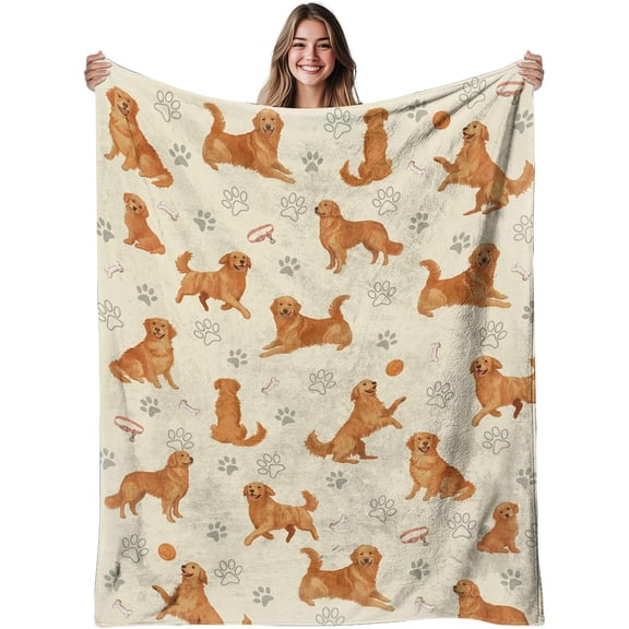 Golden Retriever Blanket for Dog Lovers, Golden Retriever Gifts for Women, Soft Flannel Blanket for Humans Adults Users, Birthday Blanket Gifts for Christmas Thanksgiving Day 40x50